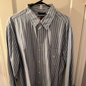 XL long sleeve blue shirt with white stripes
